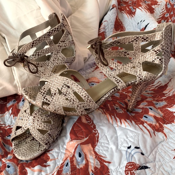 Faux snakeskin stiletto sandals - Picture 1 of 4